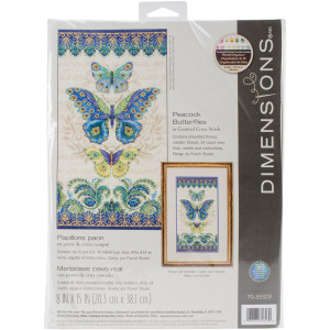 Counted Cross Stitch Kit 8"X15"-Peacock Butterflies, Dimensions, 70-35323