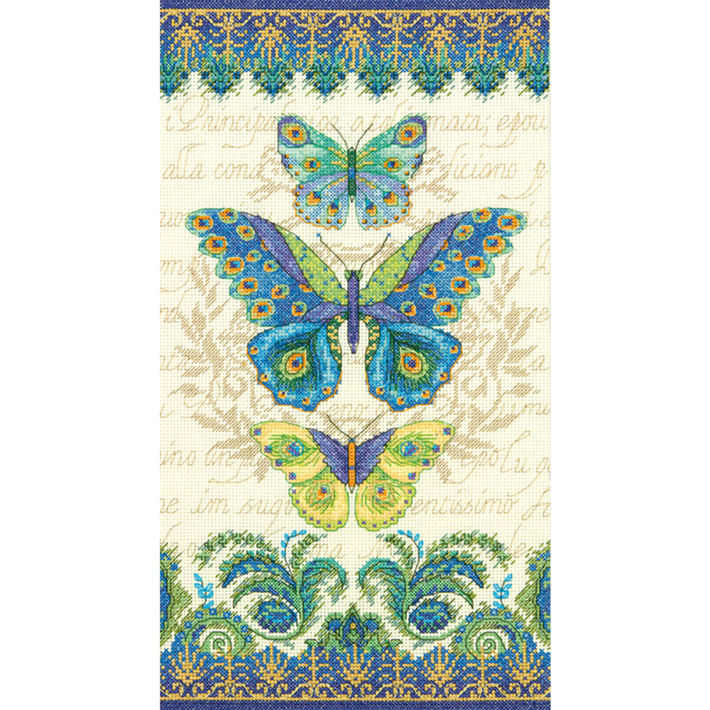 Counted Cross Stitch Kit 8"X15"-Peacock Butterflies, Dimensions, 70-35323