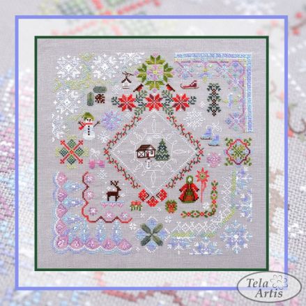 Cross Stitch Kit Winter Symphony sampler Tela-Artis X-025, Evenweave Fabric, hand-dyed muline, melange