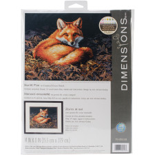 Counted Cross Stitch Kit 14"X11"-Sunlit Fox, Dimensions, 70-35318