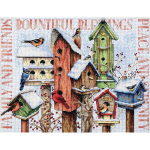 Counted Cross Stitch Kit 18"X15"-Winter Housing, Dimensions, 70-08863