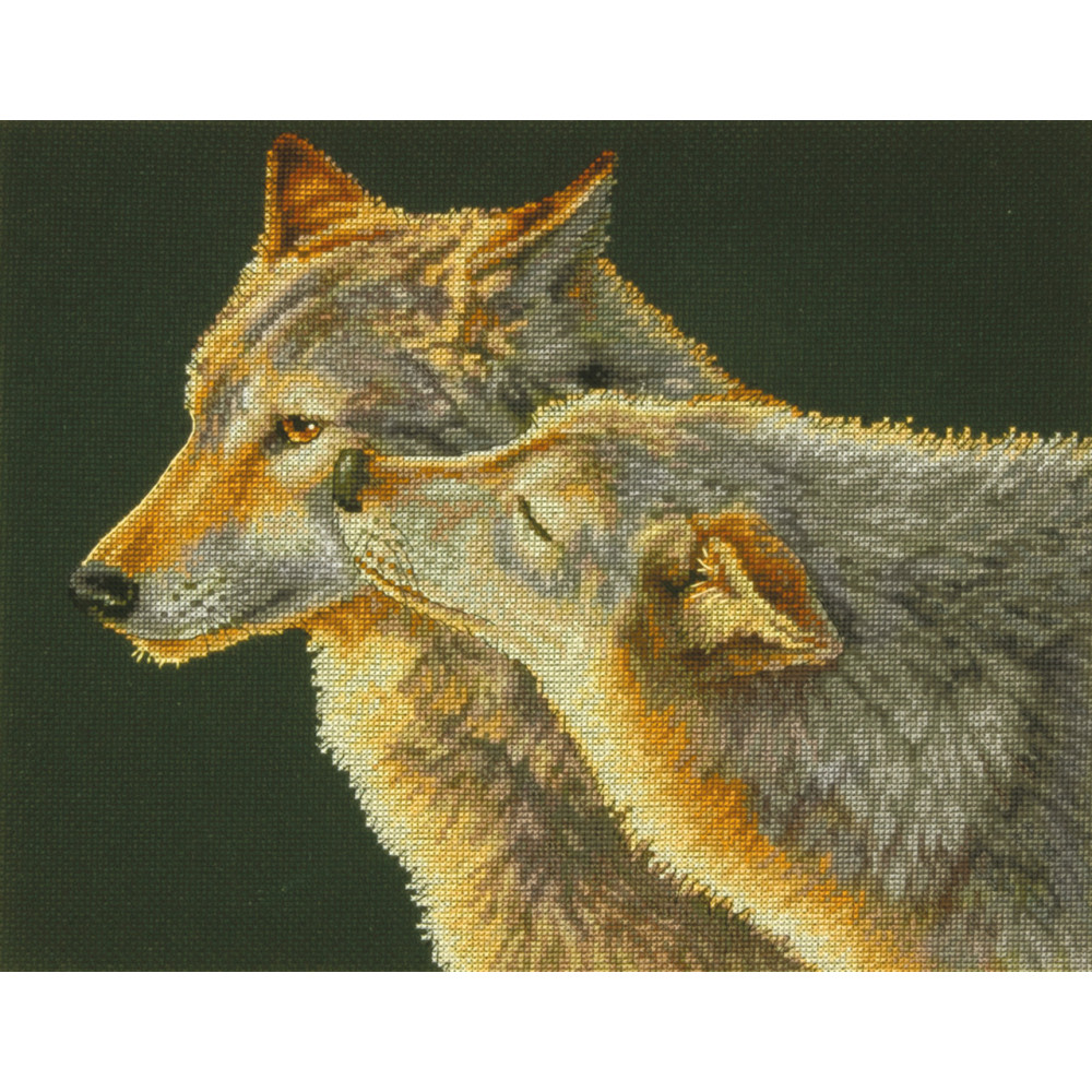 Counted Cross Stitch Kit 14"X11"-Wolf Kis, Dimensions, 70-35283