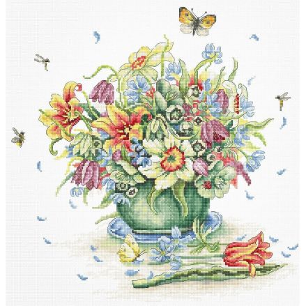 Cross Stitch Kit Luca-S Gold- April Bouquet B7000, Best gift for handmade lovers.