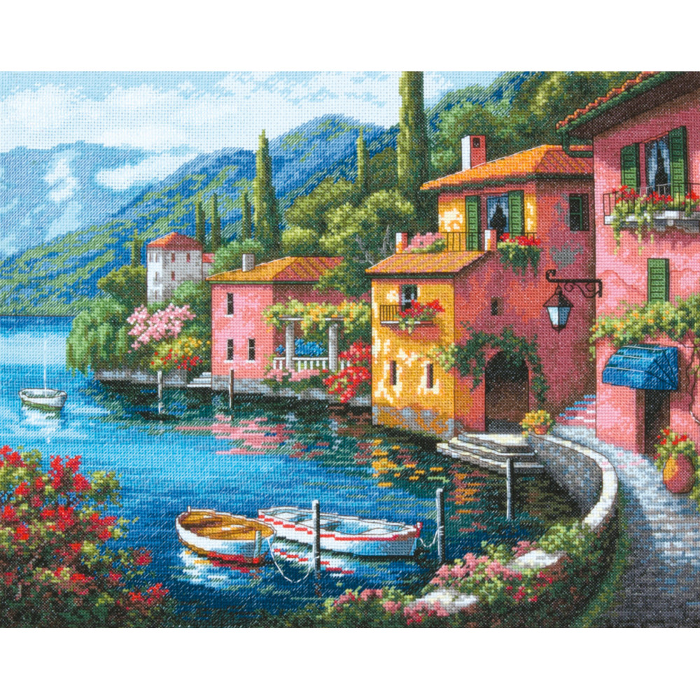 Counted Cross Stitch Kit 15"X12"-Lakeside Village, Dimensions, 70-35285