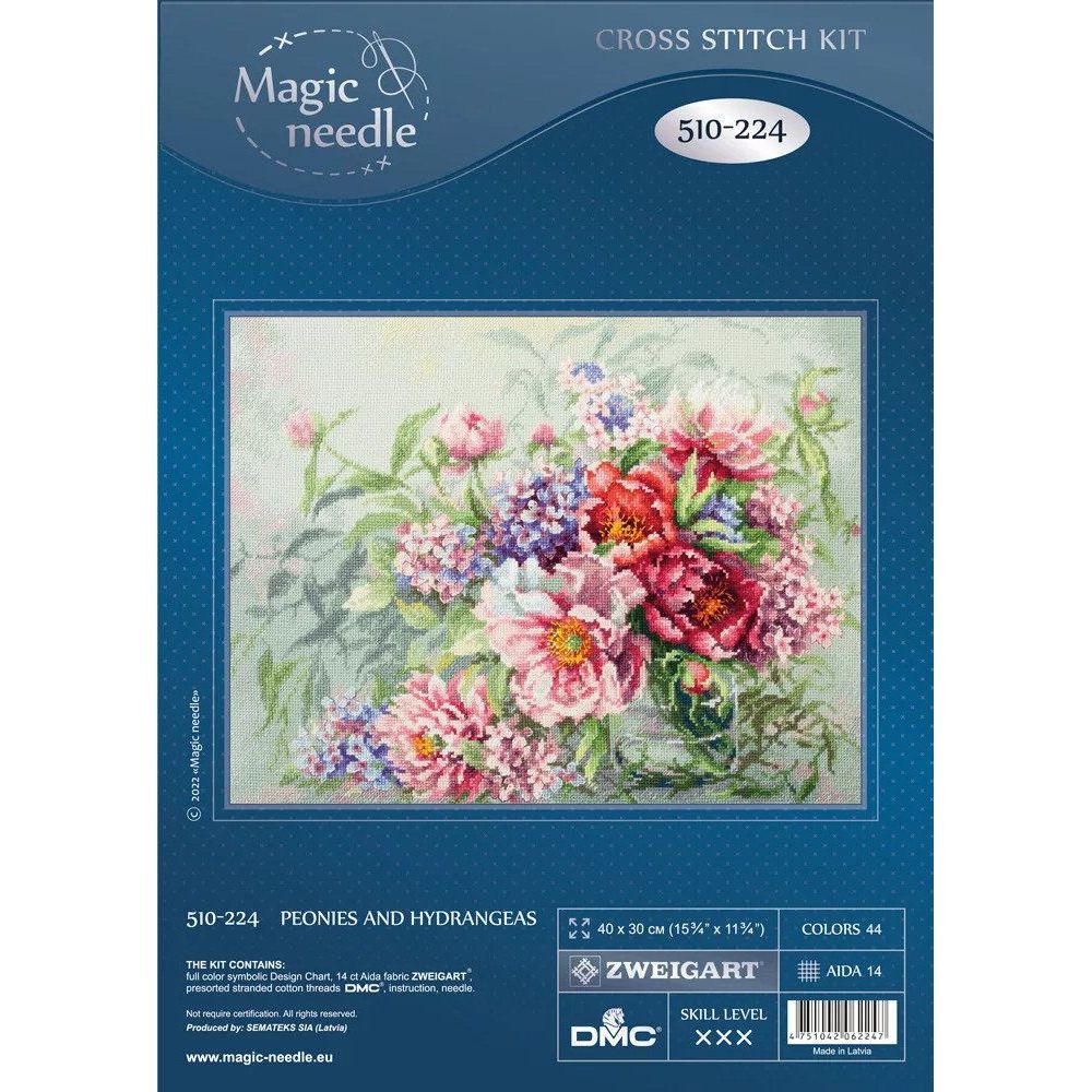 Counted Cross Stitch Peonies and Hydrangeas, Magic Needle 510-224