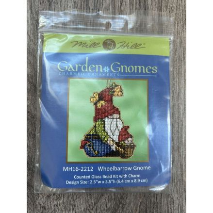 Beaded Cross Stitch Kit Wheelbarrow Gnome, Mill Hill MH16-2212