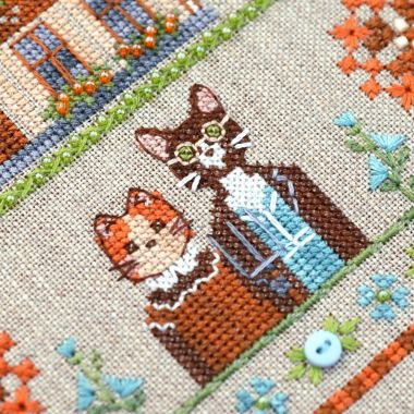 Feline Gothic Cross Stitch Kit – Tela Artis X-026 – Funny Cats Sampler