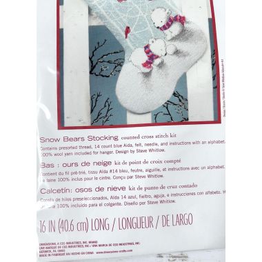 Counted Cross Stitch Kit Snow Bears Stocking, Dimensions 70-08902