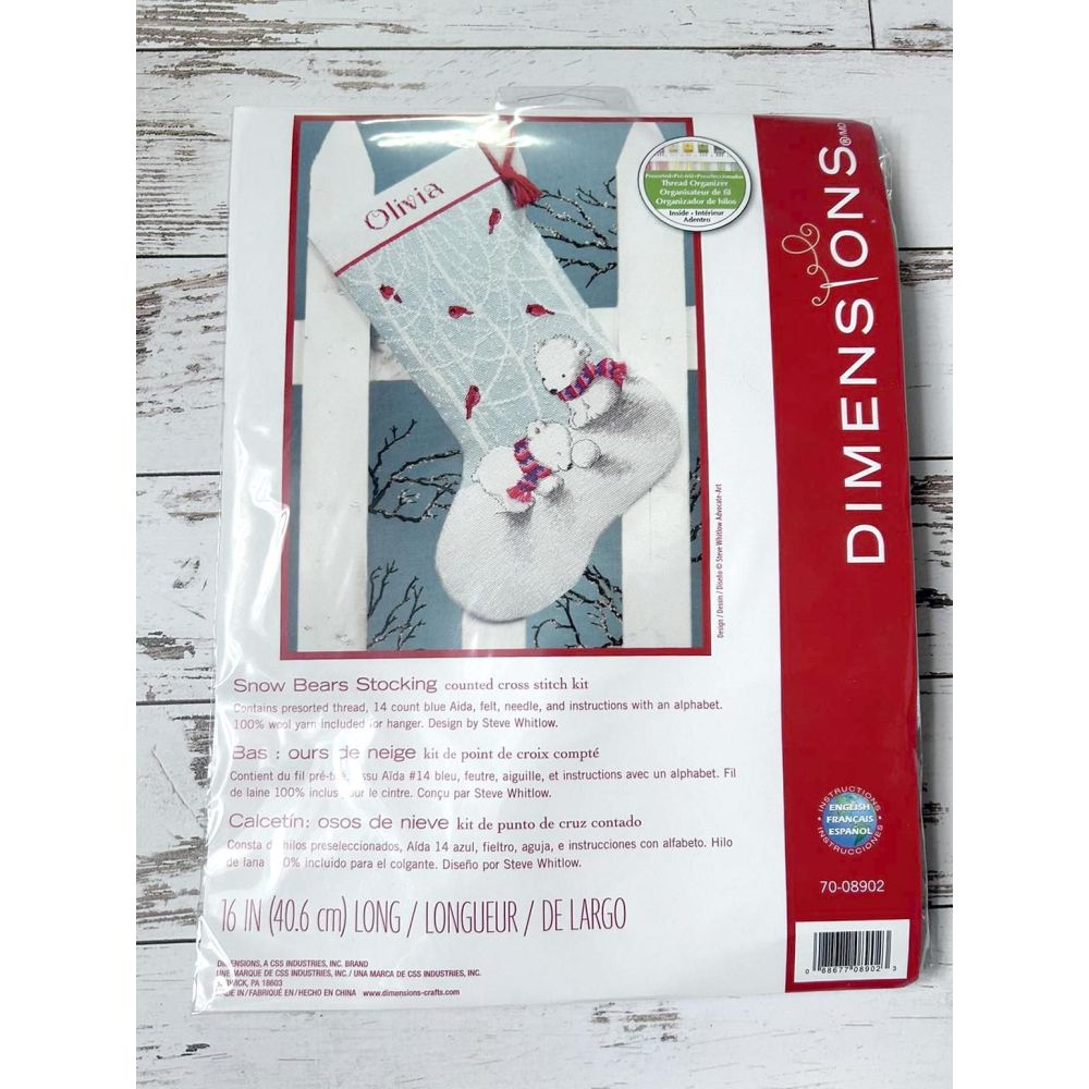 Counted Cross Stitch Kit Snow Bears Stocking, Dimensions 70-08902