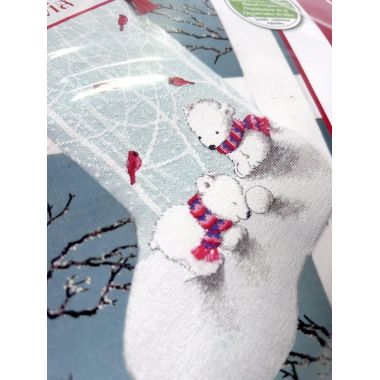 Counted Cross Stitch Kit Snow Bears Stocking, Dimensions 70-08902