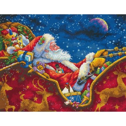 Dimensions Gold Collection Counted Cross Stitch Kit 14"X11"-Santa's Midnight Ride,  70-08934