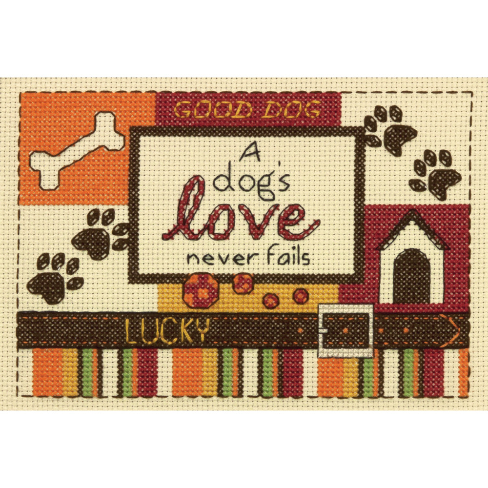 Counted Cross Stitch Kit 5"X7"-A Dog's Love, Dimensions, 70-65124