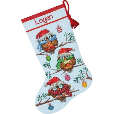 Counted Cross Stitch Kit 16" Long-Holiday Hooties Stocking, Dimensions, 70-08951