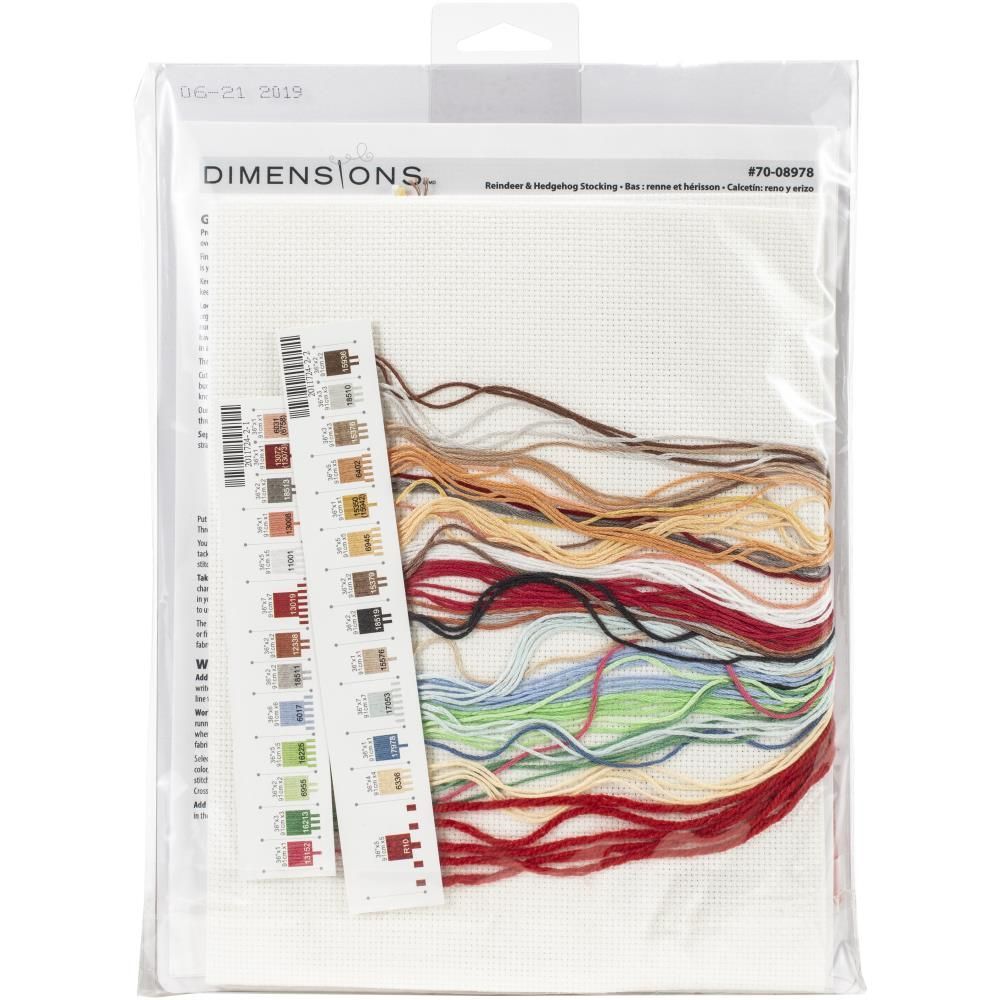 Counted Cross Stitch Kit Reindeer and Hedgehog Stocking, Dimensions 70-08978