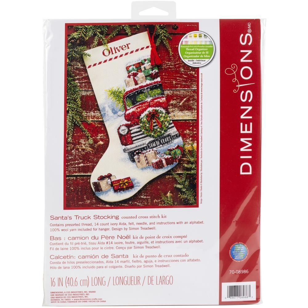 Counted Cross Stitch Kit Santa's Truck Stocking, Dimensions 70-08986