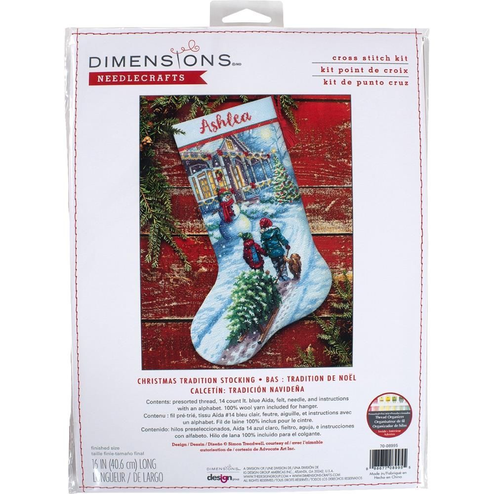Counted Cross Stitch Kit 16" Long-Christmas Tradition Stocking, Dimensions, 70-08995