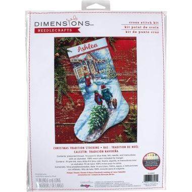 Counted Cross Stitch Kit 16" Long-Christmas Tradition Stocking, Dimensions, 70-08995