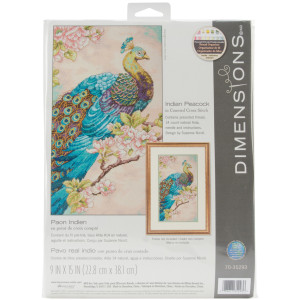 Counted Cross Stitch Kit 9"X15"-Indian Peacock, Dimensions, 70-35293