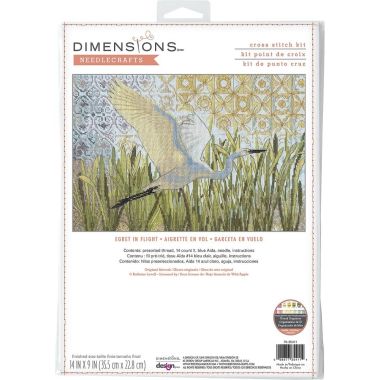 Dimensions Counted Cross Stitch Kit 14"X9" -Egret In Flight (14 Count), 70-35411