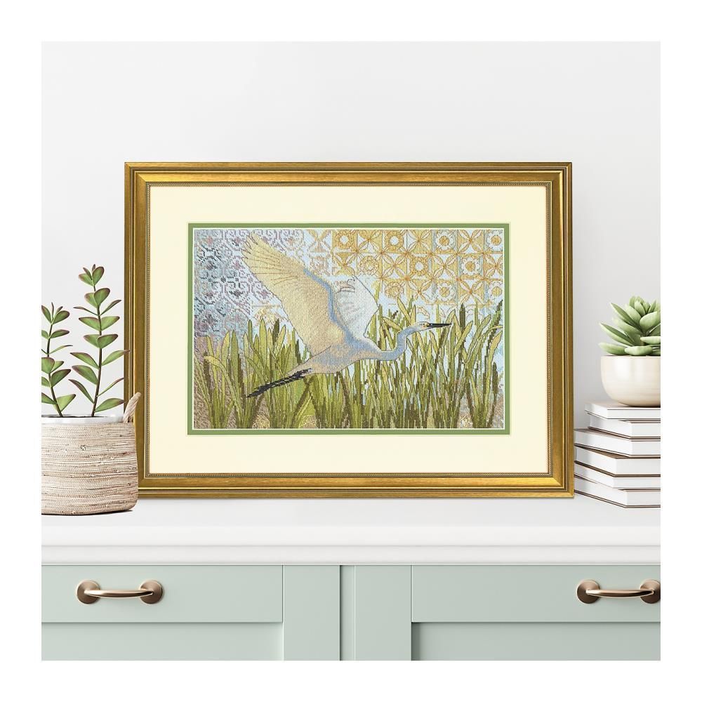 Dimensions Counted Cross Stitch Kit 14"X9" -Egret In Flight (14 Count), 70-35411