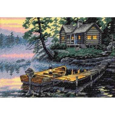 Petites Gold Collection Counted Cross Stitch Kit Morning Lake, Dimensions 65091