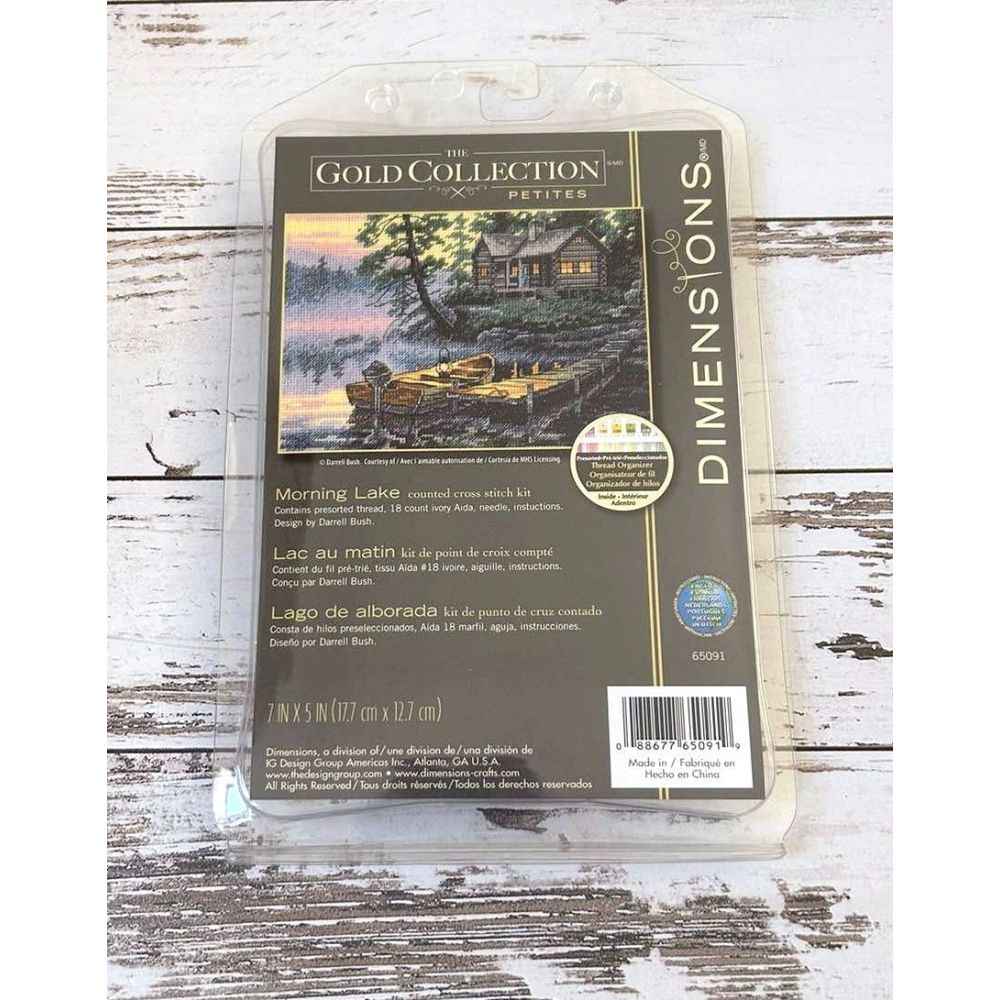 Petites Gold Collection Counted Cross Stitch Kit Morning Lake, Dimensions 65091