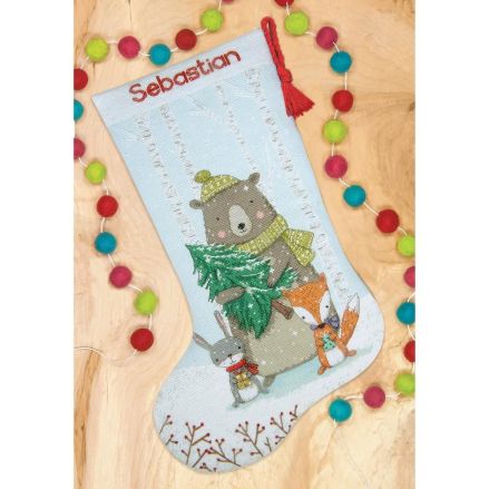 Dimensions Counted Cross Stitch Kit 16" Long -Woodland Animals Stocking (14 Count), 70-09621