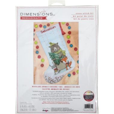Dimensions Counted Cross Stitch Kit 16" Long -Woodland Animals Stocking (14 Count), 70-09621