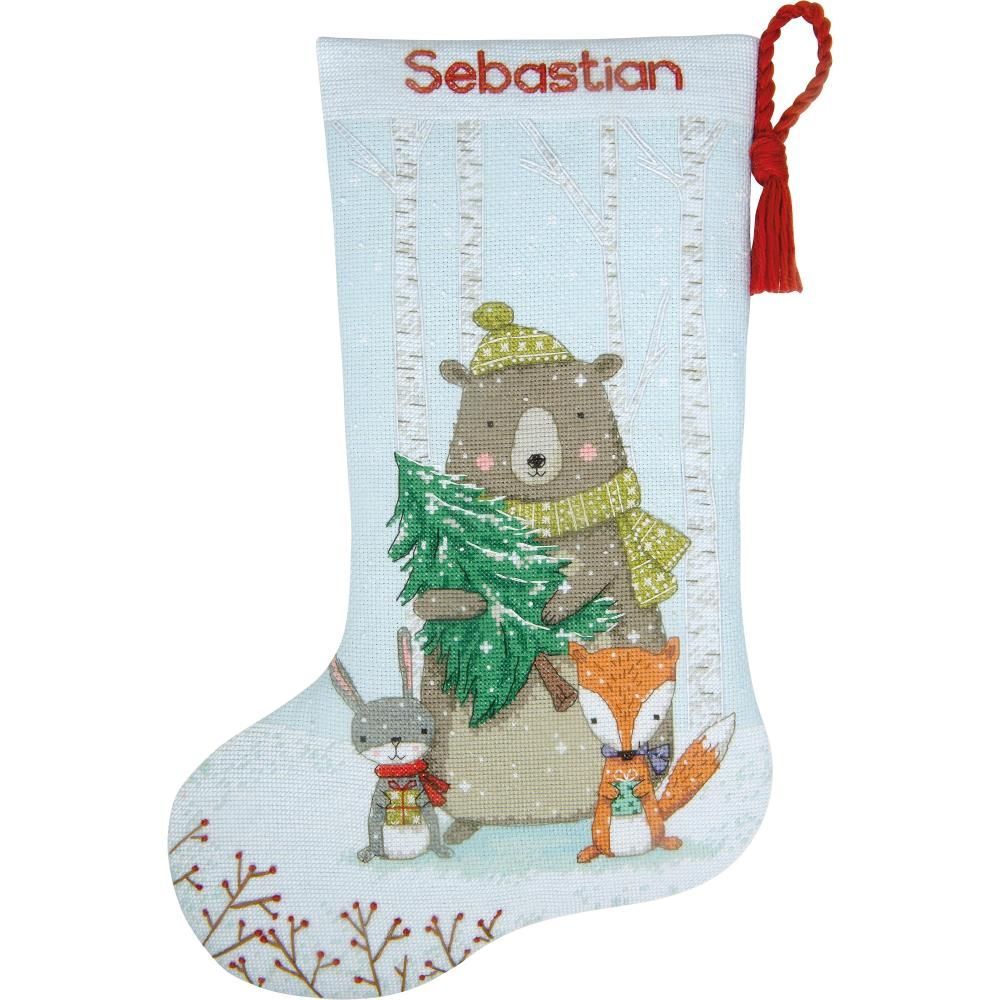 Dimensions Counted Cross Stitch Kit 16" Long -Woodland Animals Stocking (14 Count), 70-09621