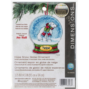Counted Cross Stitch Kit 3.75"X4.5"-Hope Snowglobe, Dimensions, 70-08906