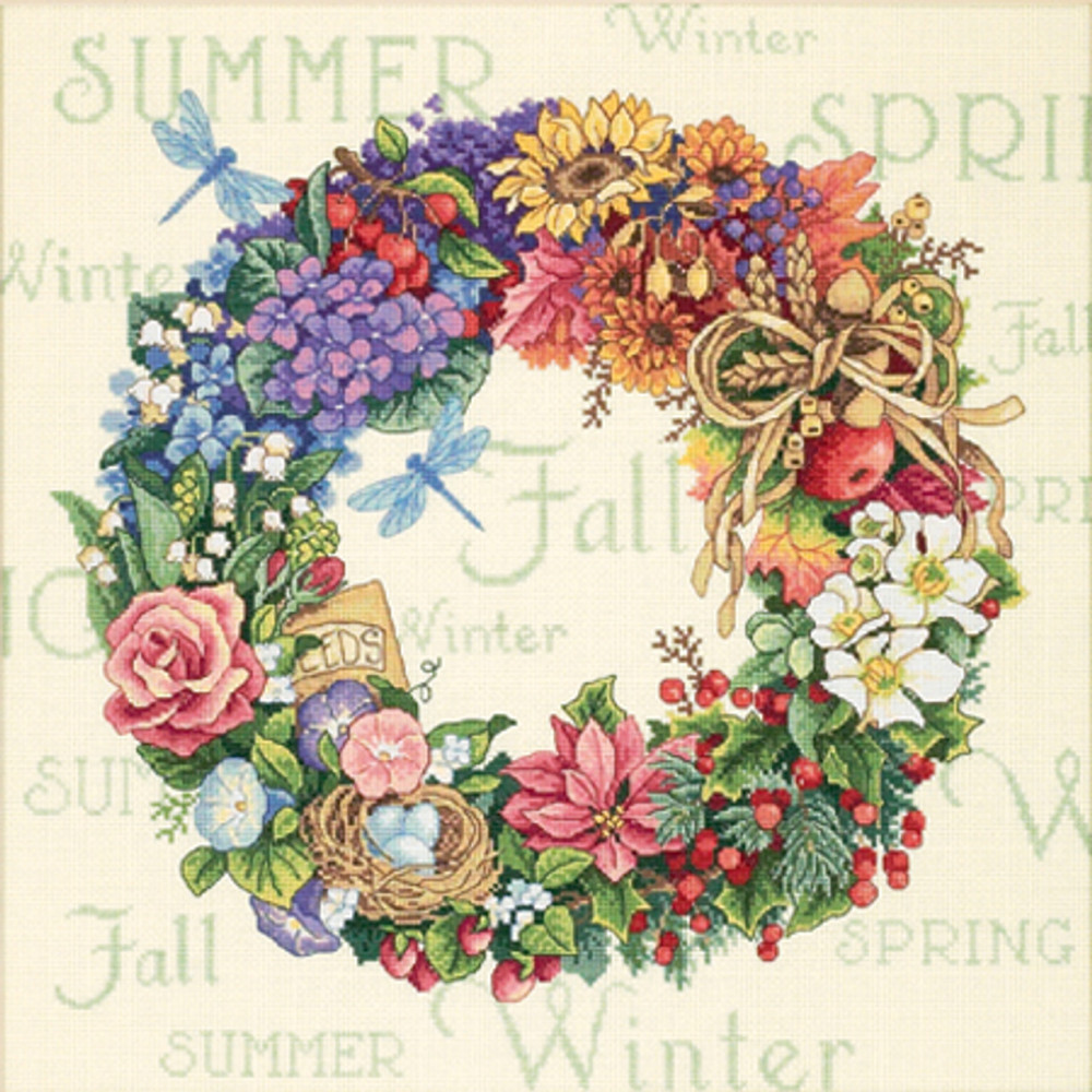 Counted Cross Stitch Kit Wreath of All Seasons, Dimensions 35040