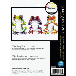 Counted Cross Stitch Kit Treefrog Trio, Dimensions 16758