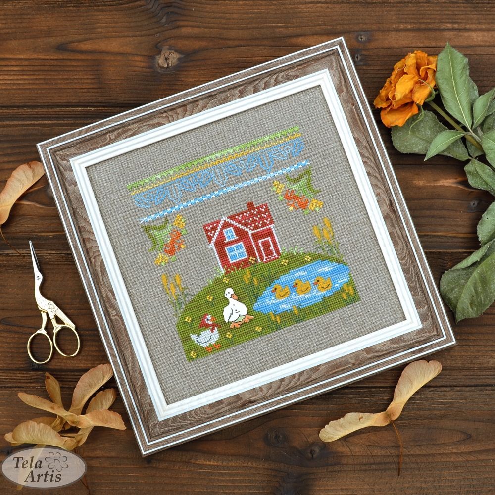 At the pond Cross Stitch Kit – Tela Artis X-029 – Sampler – Hand-dyed Threads At the pond Cross Stitch Kit – Tela Artis X-029 – Sampler – Hand-dyed Threads