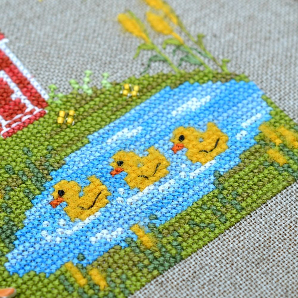 At the pond Cross Stitch Kit – Tela Artis X-029 – Sampler – Hand-dyed Threads