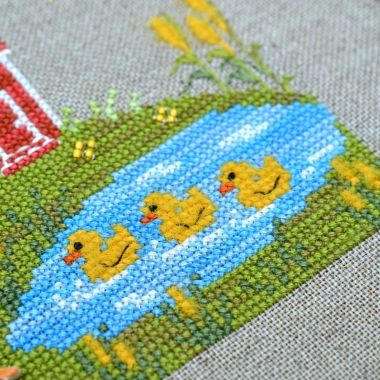 At the pond Cross Stitch Kit – Tela Artis X-029 – Sampler – Hand-dyed Threads