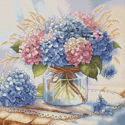 AVA Counted Cross Stitch Kit P052 – Hydrangeas in Watercolor