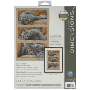 Counted Cross Stitch Kit 10"X15"-Max The Cat, Dimensions, 70-35301