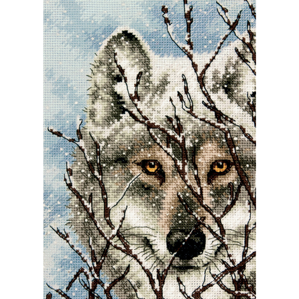 Counted Cross Stitch Kit 5"X7"-Wolf, Dimensions, 70-65131