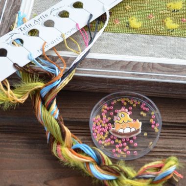 Сhicken coop Cross Stitch Kit – Tela Artis X-030 – Sampler – Hand-dyed Threads