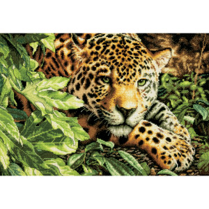 Counted Cross Stitch Kit 16"X11"-Leopard In Repose, Dimensions, 70-35300
