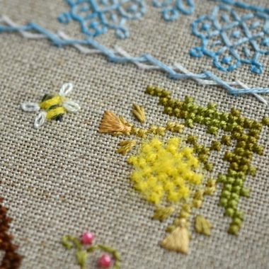 Сhicken coop Cross Stitch Kit – Tela Artis X-030 – Sampler – Hand-dyed Threads
