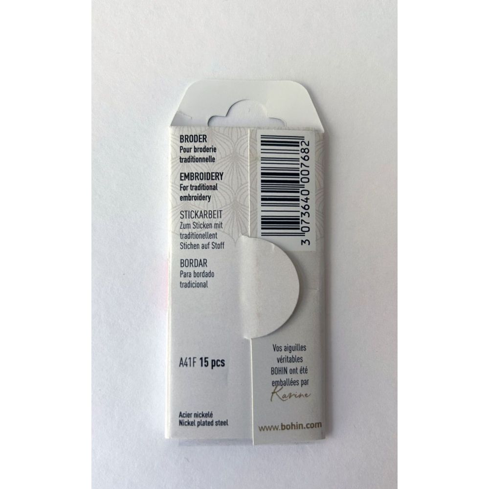 Bohin Embroidery Needles 00768 – Sizes 3/9, 15 pcs
