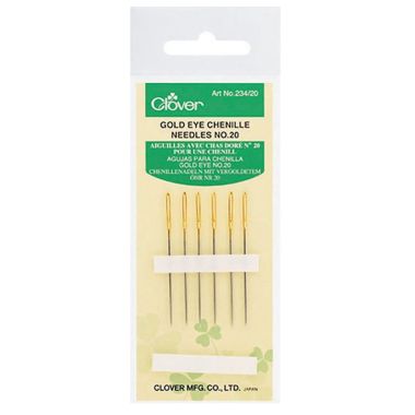 Clover Gold Eye Chenille Needles 234/20 – Size 20, 6 pcs
