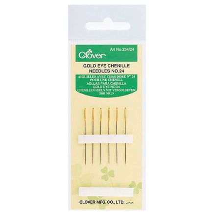 Clover Gold Eye Chenille Needles 234/24 – Size 24, 6 pcs