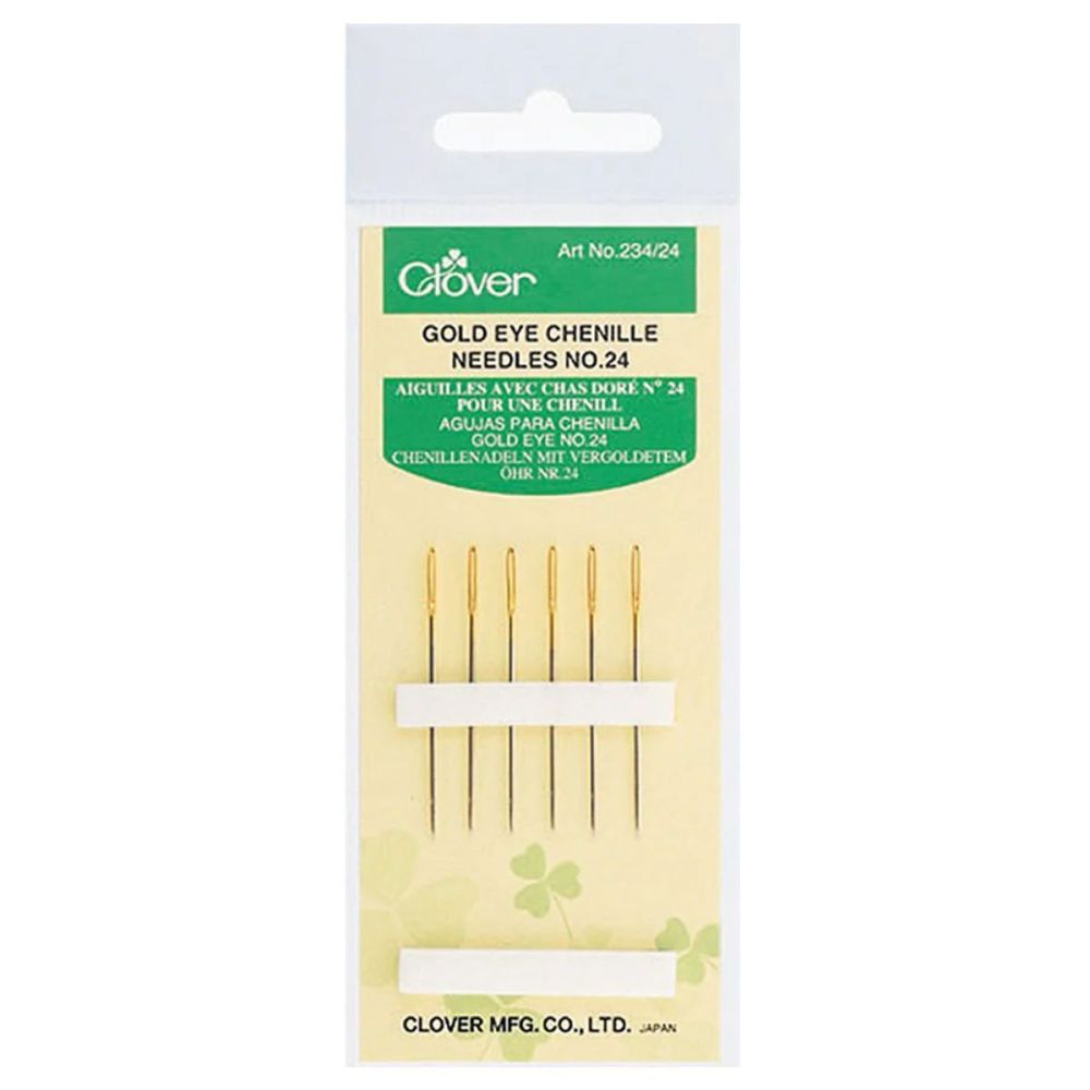 Clover Gold Eye Chenille Needles 234/24 – Size 24, 6 pcs