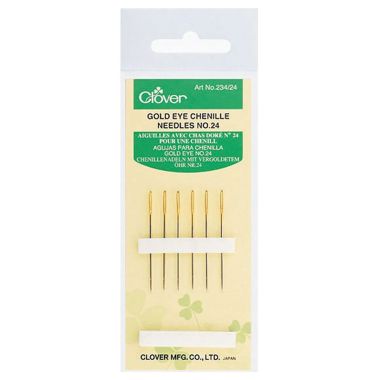 Clover Gold Eye Chenille Needles 234/24 – Size 24, 6 pcs