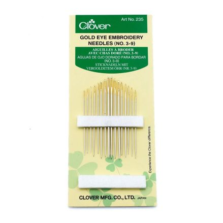Clover Gold Eye Embroidery Needles 235 – Sizes 3/9, 16 pcs