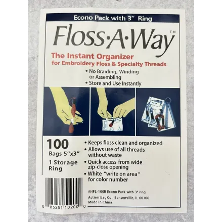 Action Bag Floss-A-Way Organizer NFL100R – 100 Bags with 3" Ring