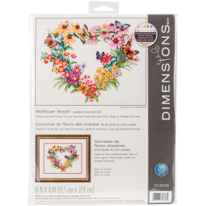 Counted Cross Stitch Kit 14"X11"-Wildflower Wreath, Dimensions, 70-35336