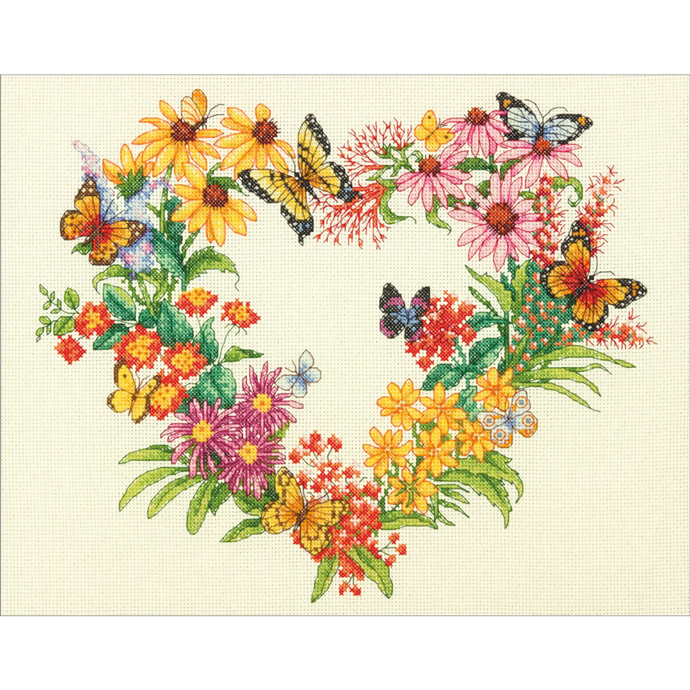 Counted Cross Stitch Kit 14"X11"-Wildflower Wreath, Dimensions, 70-35336